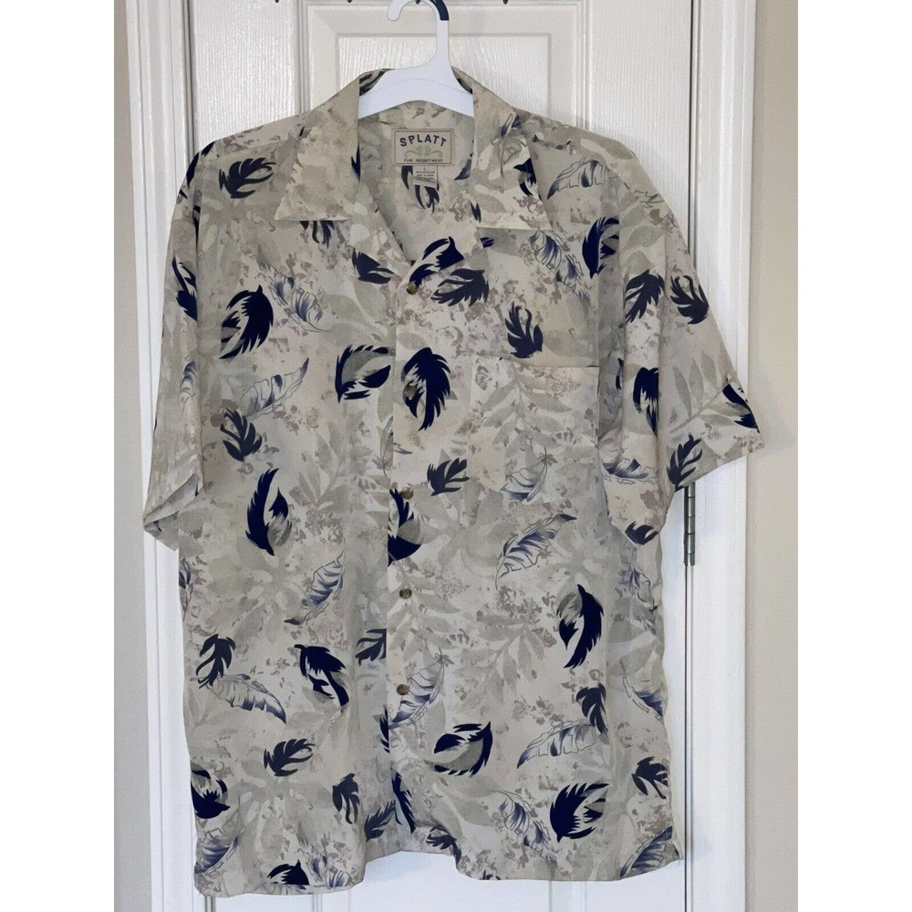 SPLATT Fine Resort Wear Microfiber Men's Size (Large) Leaf Print Hawaiian Shirt - Picture 4 of 4